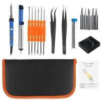 Kit doutils de fer à souder électrique 17 pièces 60W boîtier de pointe de station de soudage de contrôle