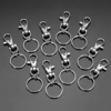 La mode 10pcs double anneau de porte-clés porte-clés en argent en acier inoxydable