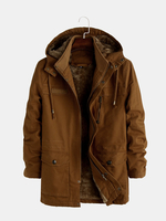 La mode des hommes 100% coton double grandes poches à capuche mi longs manteaux occasionnels