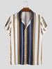 La mode des hommes Colorful Stripe Turn Down Collar Chemises dété décontractées