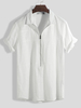 La mode des hommes coton demi fermeture à glissière lâche confortable à manches courtes Casual Shirts