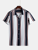 La mode des hommes patchwork grande rayure respirante lâche chemises occasionnelles