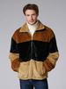 La mode des hommes Patchwork Turn Down Collar Hit couleur épaisse veste décontractée