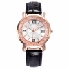La mode en or rose qui coule en cristal chiffres romains dames robe bracelet en cuir femmes montre à quartz