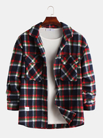 La veste occasionnelle de cargaison épaissie par doubles poches pratiques de mode de plaid des hommes a épaissi