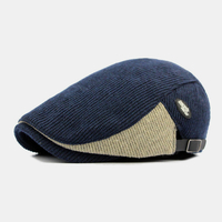 Laine pour hommes Plus épaissir garder au chaud motif rayé décontracté en laine avant chapeau béret chapeau