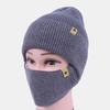Laine unisexe 2PCS hiver en plein air cou chaud Protection du visage chapeau tricoté bonnet masque