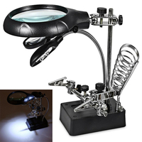 Lampe de bureau LED 10X Loupe grossissante en verre avec pince de support léger pour réparation