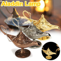 Lampe de légende en métal sculpté Aladdin Magic Genie Light Pot de souhaits Décorations de déguisements