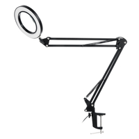Lampe de réparation en forme de loupe 37 + 37 cm 3 couleurs LED Lampe de table à clip de tatouage de beauté à lumière fr