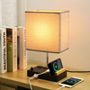 Lampe de table avec 2 supports de téléphone Lampe USB à intensité variable Lampe de table grise intégrée 2 ports USB et