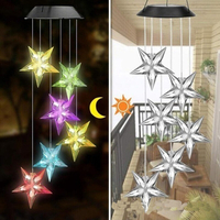 Lampe solaire à carillon éolien à cinq branches à LED Colorful Lustre photosensible Fairy Garden Yard Light