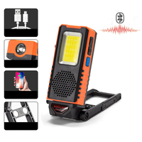 Lampe de travail COB 6 modes 3-en-1 + Audio Bluetooth + Banque dalimentation Recharge USB Projecteur davertiss
