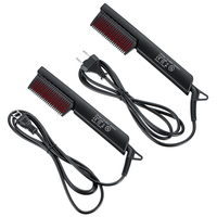 Électrique LCD Lisseur Peigne 160-210 ° C 6 Température Hommes Brosse À Barbe En Céramique Chauffée Lisseur Peigne