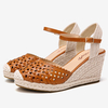 LOSTISY Sandales compensées espadrilles creuses tissées pour femmes