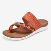 Lostisy Women Woven Toe Ring Backless Soft Sole Slip On Casual Flat Sandals
