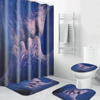 Love Kiss Panneau de Rideau de Douche Imperméable Salle de Bain Tapis de Bain Tapis Couvre Toilette Rideau de Douche
