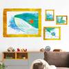 Lovely Cartoon Whale Watch Frame Kids Room Décoré Warm Wall Stickers 50 * 70CM