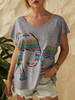 Éléphant Imprimer O-cou manches courtes femmes T-shirts décontractés