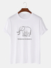 Éléphant simple et lettre imprimée col rond T-shirts amples à manches courtes