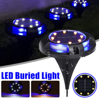 Lumière enterrée à énergie solaire 12LED sous la lampe de pelouse au sol chemin extérieur chemin décor de terrasse de ja