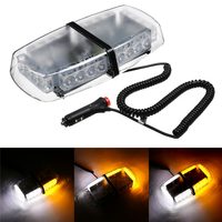 Lumière stroboscopique de toit de voiture 12V 24-LED blanc + jaune double lumière 7 modes Flash avec base magnétique