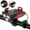 Lumière de vélo 4-en-1 400LM + lampe de klaxon USB + support de téléphone + batterie externe 3 modes LED phare 5 modes k