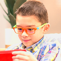 Lunettes carrées Prospeck pour enfants,  cadre bleu Colorful