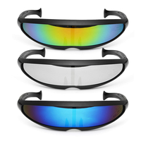 Lunettes de fête Nouveauté Futuristic Cyclops Mirrored Sunglasses Monoblock Alien