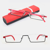 Lunettes de lecture unisexe portable rectangulaire demi-cadre inférieur boîte push-pull lunettes de presbytie anti-lumiè