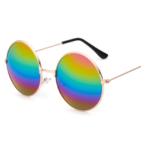 Lunettes de soleil aviateur rondes rétro Lunettes de soleil Film couleur réfléchissant