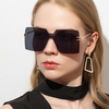 Lunettes de soleil de protection en métal UV à monture carrée surdimensionnée pour femmes