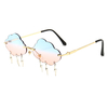 Lunettes de soleil en métal pour femmes,  forme de nuage,  lentille PC sans monture,  accessoires UV400