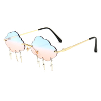 Lunettes de soleil en métal pour femmes,  forme de nuage,  lentille PC sans monture,  accessoires UV400