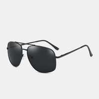 Lunettes de soleil polarisées à double pont en métal pour hommes,  lunettes de soleil de protection UV
