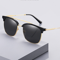 Lunettes de soleil protectrices polarisées UV à monture pleine en métal ovale super léger pour hommes