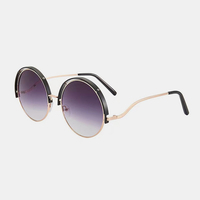 Lunettes de soleil unisexe rondes en métal plein cadre PC dégradé lentille anti-UV protection solaire lunettes de soleil