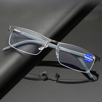 Lunettes de lecture anti-lumière bleue unisexe à monture métallique légère à ressort HD