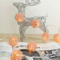 LUSTREON 1, 5 M 3M Batterie utilisé boule en or rose en forme LED guirlande lumineuse pour décor de Noël DC3V