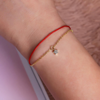 Luxe 925 Sterling Silver Red Rope Lucky Charm Bracelet Zircon Stars Bracelets à chaînes pour femmes