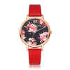 LVPAI P086 fleur affichage élégant Design dames montre-bracelet en cuir PU Bande montre à quartz