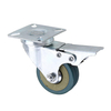 Machifit CC-2503 Roues plates en PVC gris de 2 pouces avec frein Roues universelles à pied muet