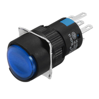 Machifit LAY16-11 DC 12V 16mm Interrupteur Momentané Bouton Poussoir 6 Broches Swith Bleu