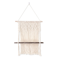 Macramé plante cintre plate-forme panier bohème tissé à la main tapisserie étagère en bois