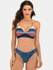 Maillot de bain dos nu triangle multicolore rayé pour femme