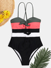 Maillot de bain femme Color Block Tie Front Tie Back One pièce