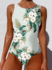 Maillot de Bain Femme Dos Nu Imprimé Floral Hawaii Holiday Beach One Pièce