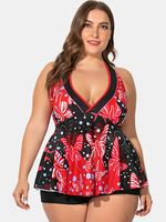 Maillot de bain femme grande taille licou string imprimé floral v-cou dos nu maillot de bain