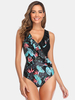 Maillot de bain noir dos nu Flora Criss Cross à volants et bordure en V
