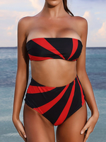 Maillot de bain sans bretelles bandeau taille haute pour femmes